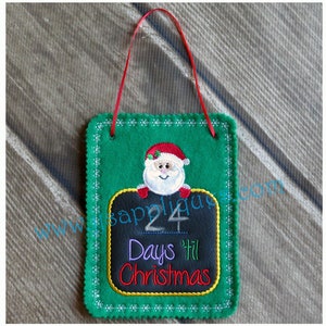 ITH Santa Count Down to Christmas Banner Door Hanger 4x4, 5x7, 6x10 hoop sizes - Instant Download