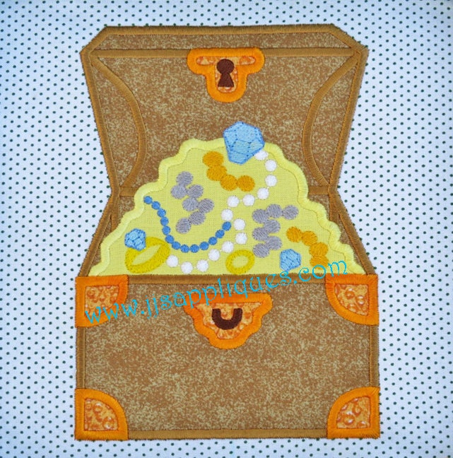 Treasure Chest Embroidery Applique Design Pirate Treasure Etsy