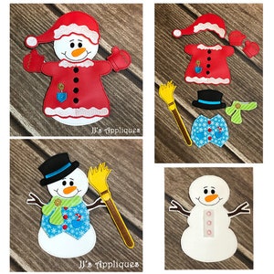 ITH UnPaper Doll Embroidery Design Snowman with Accessories, Set of 8 designs -  uses both 4x4 and 5x7 hoop - Instant Download