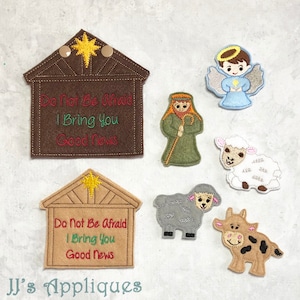 ITH Nativity Shepherd and Friends Finger Puppet Set with Carry Case Digital Embroidery Designs - Instant Download