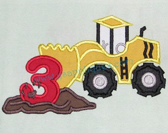 Instant Download - Scraper Truck with number 3 Digitized Embroidery Applique Designs - 4x4, 5x7, and 6x10 hoops