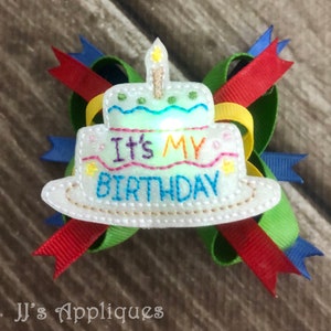 Flashing Its My Birthday Cake Feltie Embroidery Design 4x4, 5x7 hoops with multiple designs Instant Download image 2