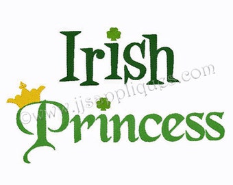 Instant Download - St Patrick's Embroidery Design - Irish Princess wth Crown digitized embroidery designs in 4x4, 5x7 and 6x10 hoops