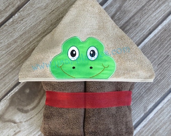 Frog Peeker Hooded Towel In the Hoop applique  digital design 4x4, 5x7, 6x10 hoops - Instant Download