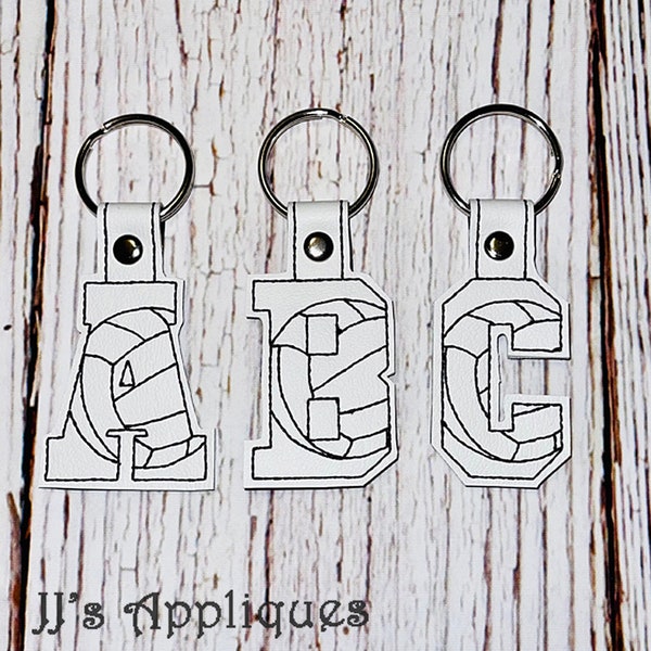 ITH Snap On Volleyball Alphabet A-Z Key Fob Set Design - Embroidery Key Fob - 4x4 hoop - Instant Download