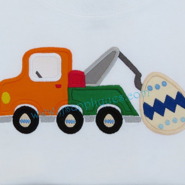 Instant Download - Tow Truck Easter Egg Digitized Embroidery Applique Designs - 4x4, 5x7, and 6x10 hoops