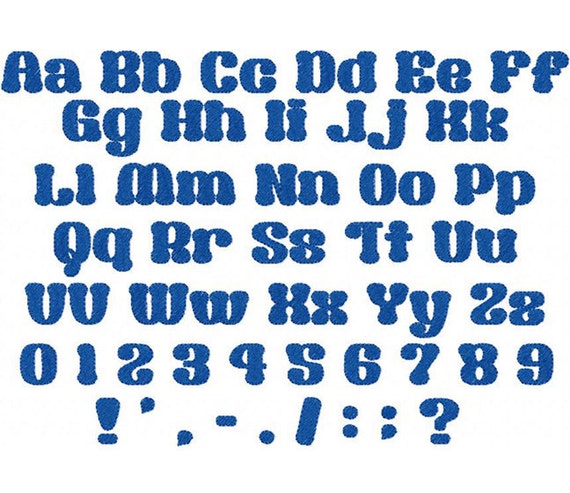 3 One More Night Embroidery Font in sizes 1 79 files 2 2.5 Aa-Zz letters number 0-9 and partial punctuation 3.5 and 4 1.5