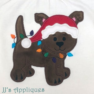 Weihnachten Welpe Applikation - Weihnachten Hund Applikation - Tier Stickerei Applikation - 3 Größen passend für 4x4, 5x7, 6x10 Hoops - Instant Download