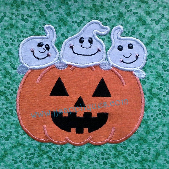 Instant Download - Halloween Designs Ghost Designs Pumpkin Designs Embroidery Applique-Ghosts Peek Over Jack-O-Lantern 4x4, 5x7, 6x10 hoops