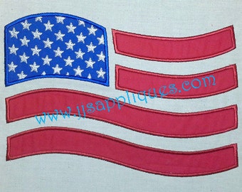 Flag 4th of July American Flag Embroidery Applique Design 4x4, 5x7, 6x10 hoop sizes - Instant Download