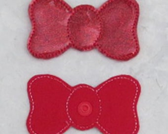 Snap On Bow Feltie Embroidery Designs -  2 size for a 4x4 hoop - Instant Download