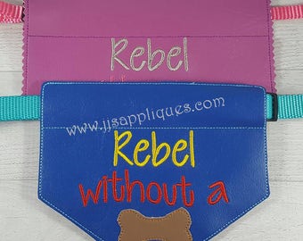 ITH Doggie Bandana Embroidery Design - Rebel without a Bone - In The Hoop Slide On Collar Bandana Design 5x7 hoop 2 sizes - Instant Download