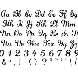 Fonts - Embroidery Font Designs - Lauren Script Font Letters, Numbers, Symbols 2 inch, 1 inch, 3/4 inch, 1/2 inch sizes - Instant Download