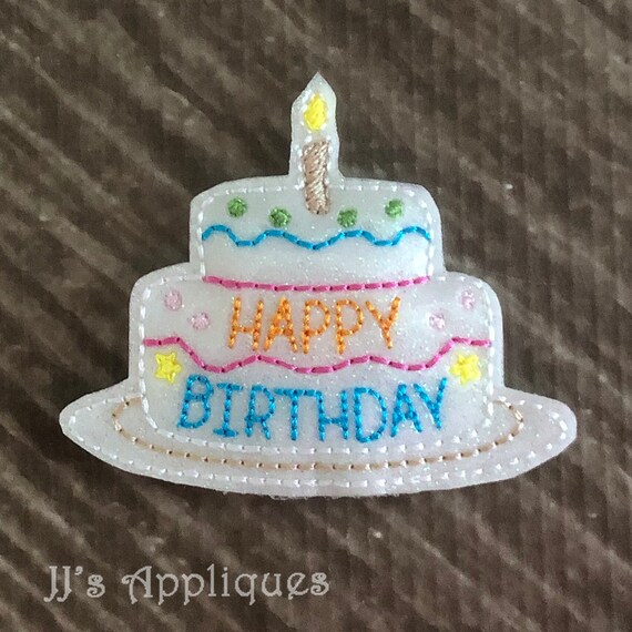 Flashing Happy Birthday Cake Feltie Embroidery Design 4x4 Etsy