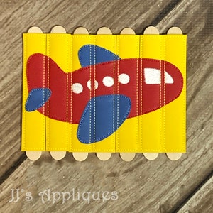Stick Puzzle - Airplane Stick Puzzle - 5x7 hoop - Instant Download