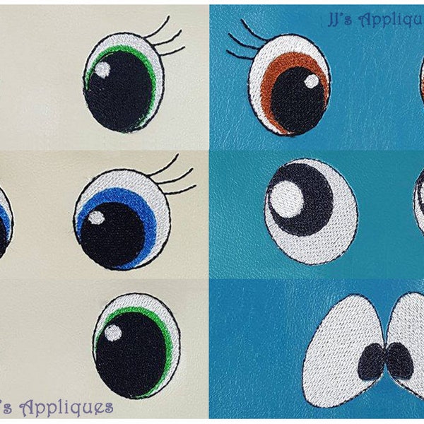 Eyes Embroidery Designs - Lot of 6 Eye Styles for 4x4 hoop 1 inch, 1-1/2 inch, 2 inch designs, 42 designs Digital Files - Instant Download