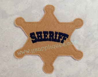 ITH Cowboy Designs Western Embroidery Design - Sheriff Badge In The Hoop Embroidery Design for a 4x4 hoop, 5 sizes- Instant Download