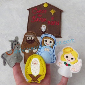 ITH Nativity Finger Puppet Set with Carry Case Digital Embroidery Designs - Instant Download