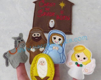 ITH Nativity Finger Puppet Set with Carry Case Digital Embroidery Designs - Instant Download