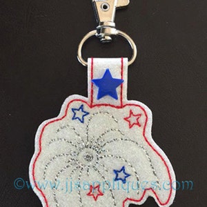 Instant Download ITH Snap On Sparkler Key Fob Design 4th of July Embroidery Feltie Key Fob 4x4, 5x7 hoop image 1