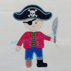 Pirate2 Embroidery Applique Design Pirate Applique Buccaneer Appliques 5x7, 6x10 hoop - Instant Download