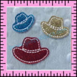 ITH Mini Cowboy Hat Feltie Add On Designs- Embroidery Outline Design size Half Inch tall for 4x4 and 5x7 Hoop Sizes
