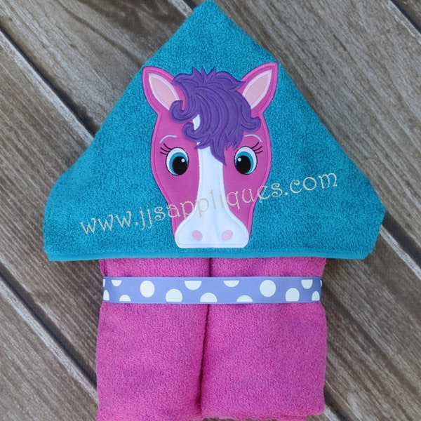 Pony Peeker Horse Peeker Hooded Towel In the Hoop applique  digital design 4x4, 5x7, 6x10 hoops - Instant Download