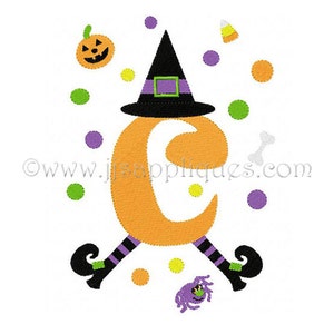 Instant Download Fonts Halloween Designs Embroidery Font Witch Decorated Large Capital Letters 5x7, 6x10 hoops image 2