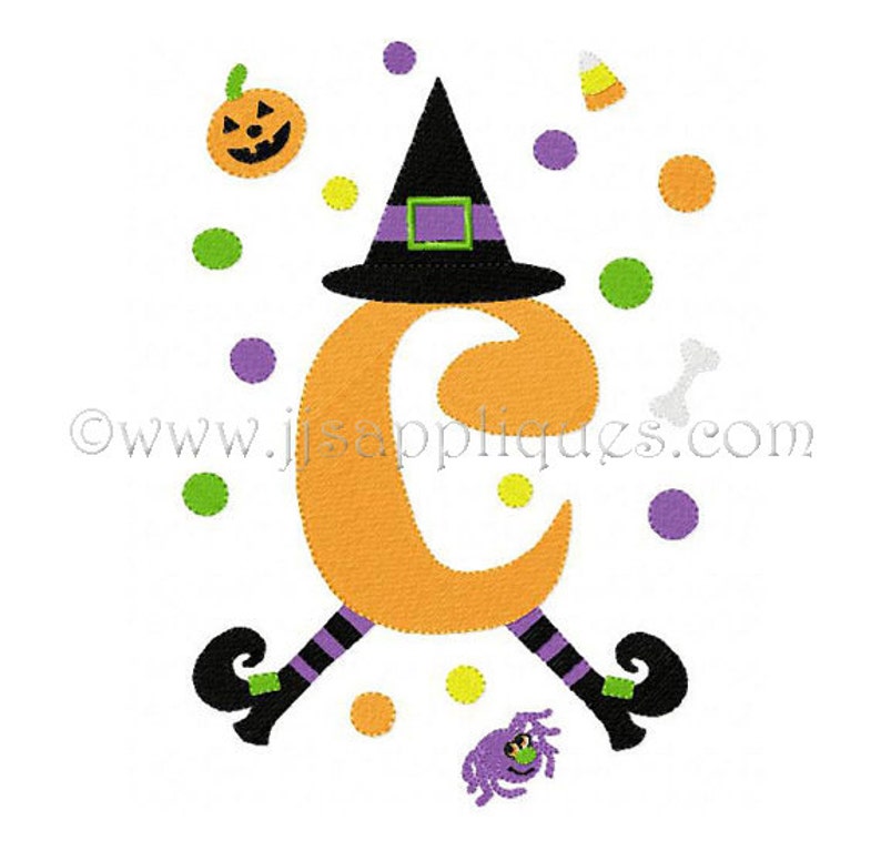 Instant Download Fonts Halloween Designs Embroidery Font Witch Decorated Large Capital Letters 5x7, 6x10 hoops image 2