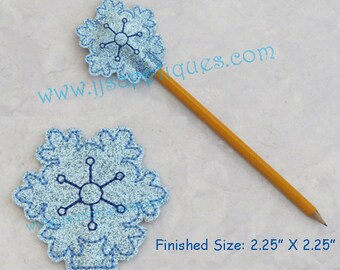 ITH Snowflake Pencil Topper Feltie Machine Embroidery Designs