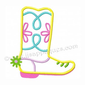 Cowboy Cowgirl Boot Designs Western Borduurwerk Appliqué Design - Cowgirl Boot 4 x 4, 5 x 7, 6 x 10 hoepelmaten - Instant Download