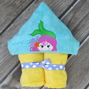 Mermaid Peeker Hooded Towel In the Hoop Mermaid Peeker applique  digital design 4x4, 5x7, 6x10 hoops - Instant Download