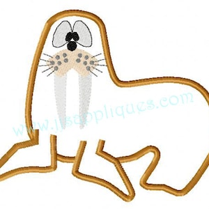 Walrus Applique Design - Sea Life Applique Design, 3 sizes to fit 4x4, 5x7, 6x10 hoops