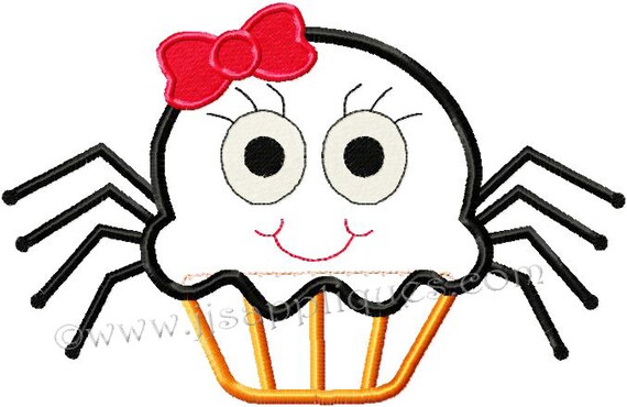 Instant Download - Halloween Designs Spider Cupcake Embroidery Applique Design - Cute Girl Spider Cupcake 4x4, 5x7, 6x10 hoop sizes