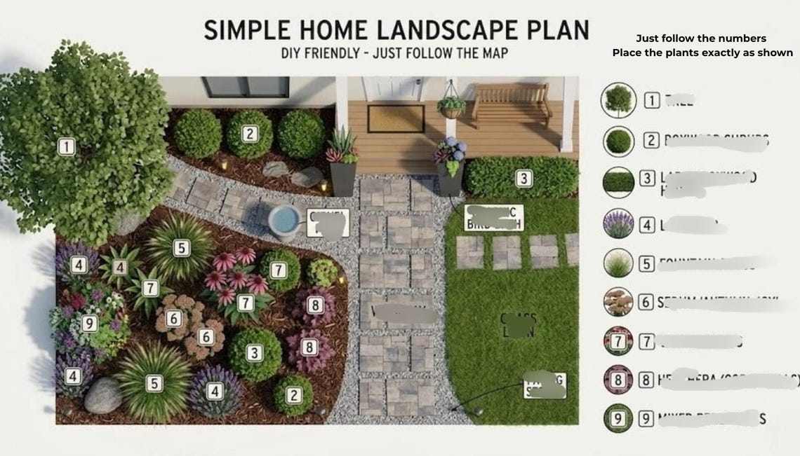 Front Yard Garden Plan | Low Maintenance Landscape Design (PDF) - Etsy ...