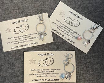 Angel baby card with key chain