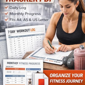 Workout Tracker PDF | Fitness Tagebuch | Trainingsplan Fortschritt | Gym Logbuch | Workout Planer Vorlage