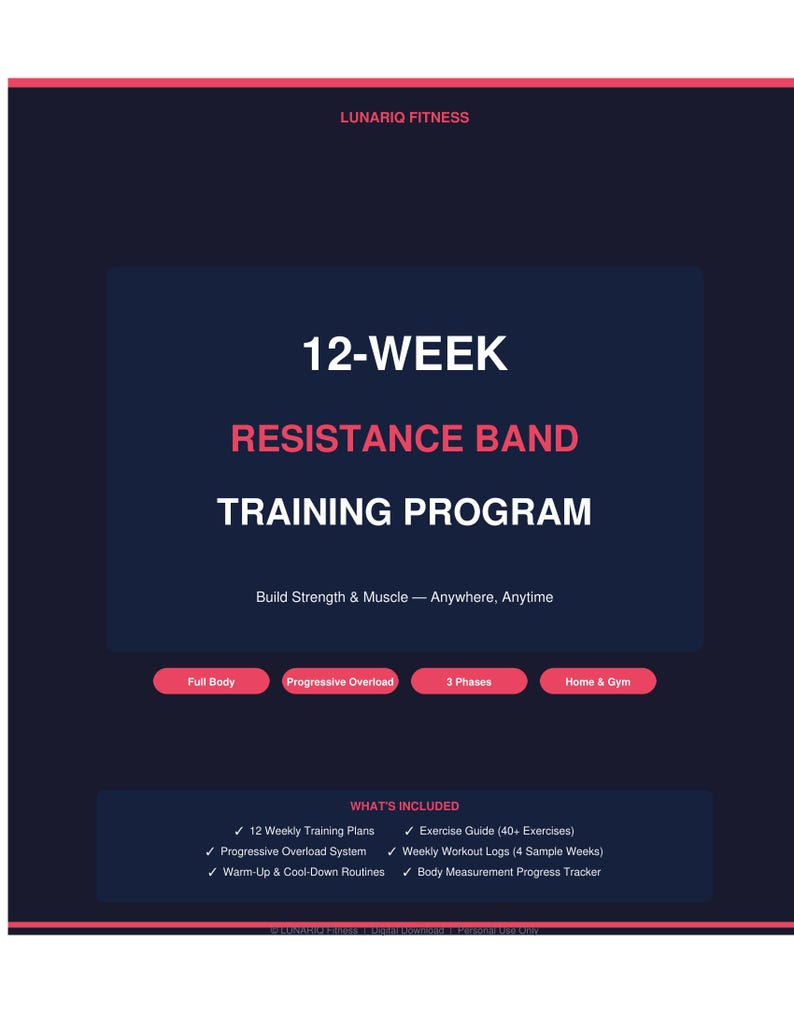 12 Week Resistance Band Workout Plan PDF | Full Body Resistance Band ...