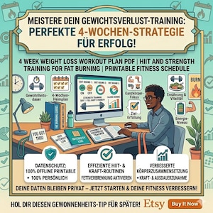 4 Week Weight Loss Workout Plan PDF | HIIT and Strength Training for Fat Burning | Printable Fitness Schedule