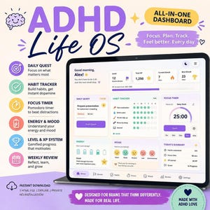 ADHD Dashboard – Interactive Life OS for Focus, Habits & Productivity