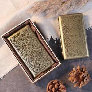 copper cigarette NEW Big Case Antiqued Color Vintage Style Large Metal Steampunk Wallet while the lower section carries a warmer red brass character that feels shaped by heat Copper Cigarettes Case - Etsy