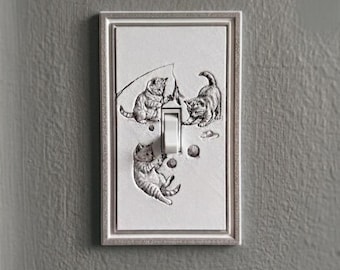 Three Kittens - Light Switch Cover and Picture, 3D Textured