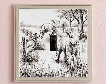 Jumping Sheep, 3D Printed Lithophane Light Switch Cover Switch Plate, Custom Dog Lover Home Decor, Unique Wall Outlet Accent
