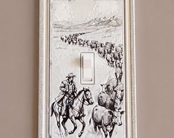 Driving the Herd - Light Switch Cover and Picture, 3D Textured