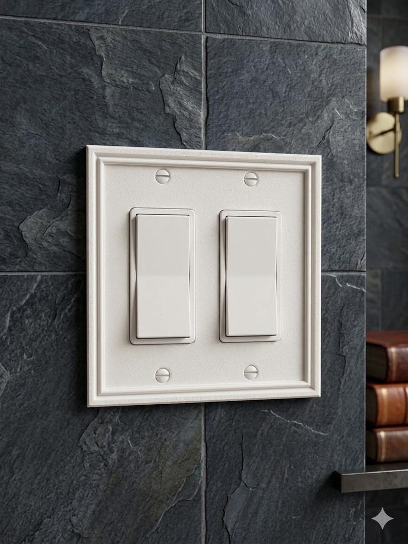 Tile Switch 3D Printed US Raised Frame Double Rocker Light Switch Plate Cover ...