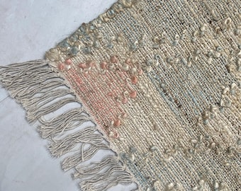 Handgewebter Jute Teppich Salbei Grün Terracotta Raute Flachgewebe Teppich Flachgewebe Kelim Teppich Naturfaser Teppich Boho Teppich