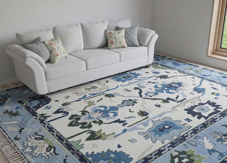 Back view of the rug showcasing the intricate hand-tied knots and artisanal banaras carpets craftsmanship.