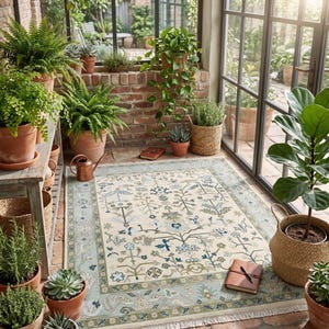Perspective shot displaying the ultra-low pile height, perfect for dining areas or as a sleek living room rug.