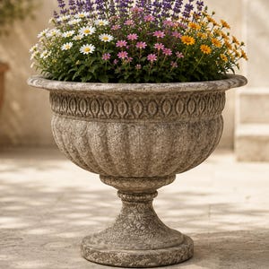 Gran maceta de estilo vintage, maceta romana para jardín, jarrón de lujo para jardín.