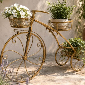 Vintage-Fahrrad-Pflanzenständer, 3-teiliger Metall-Pflanzkasten, Gartenblumenständer, Terrassendekoration